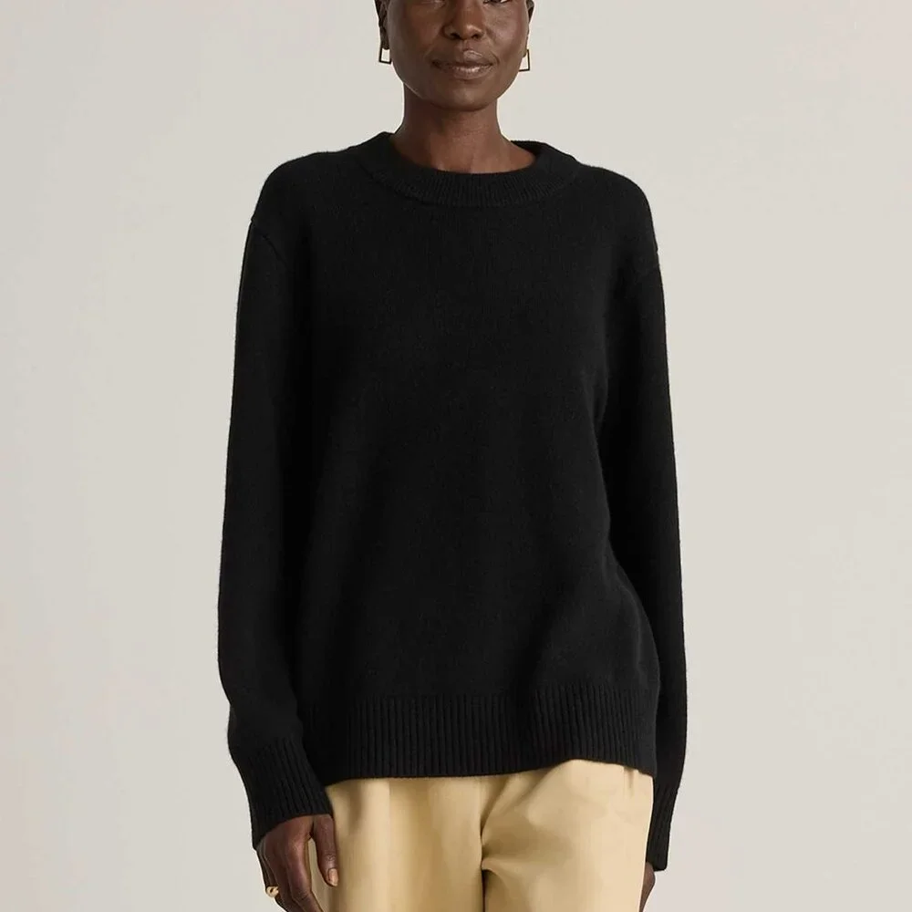 Quince Mongolian Cashmere Oversized Crewneck Sweater, Black, size XL - NWT! - Picture 2 of 13